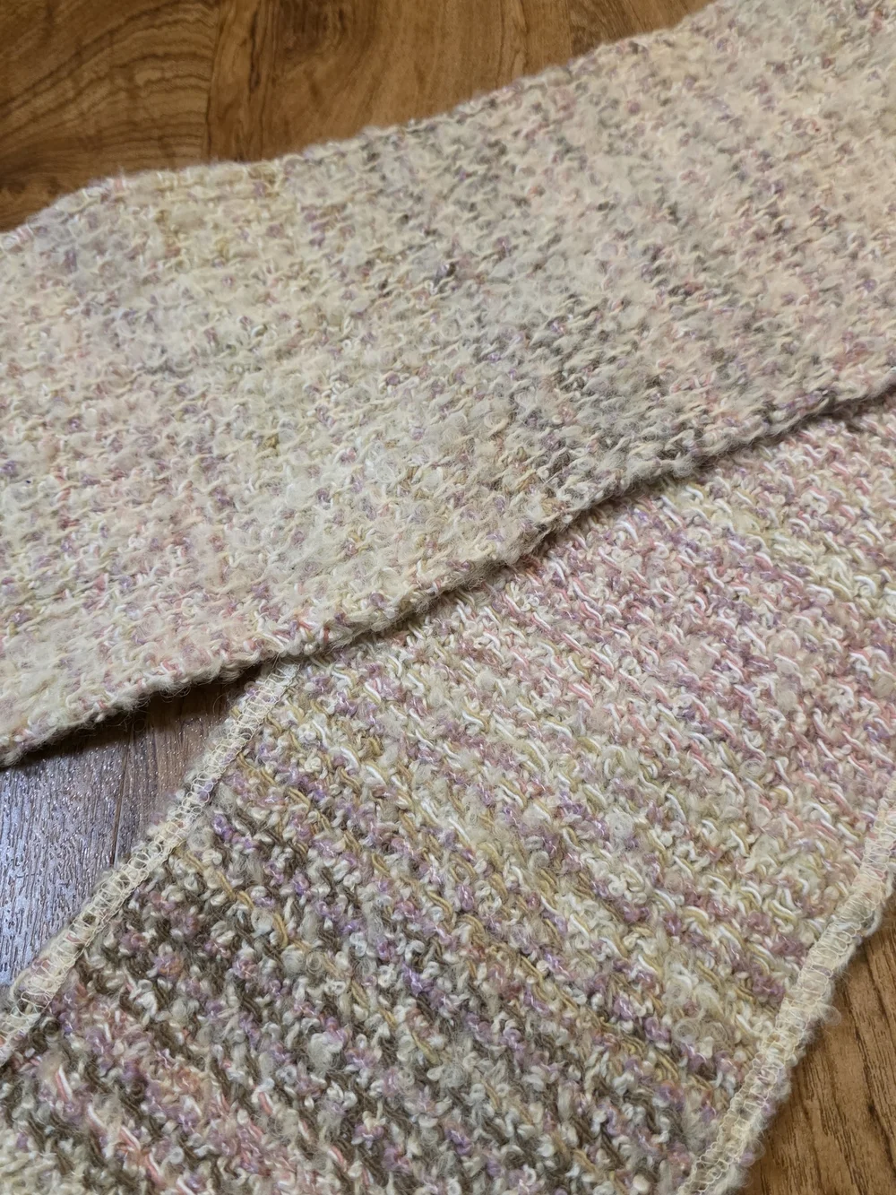 The Weave O' The Irish Cream Brown & Pink Wool Fringe Scarf